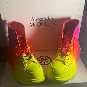 Alexander McQueen Women's Neon Lace Up Boots